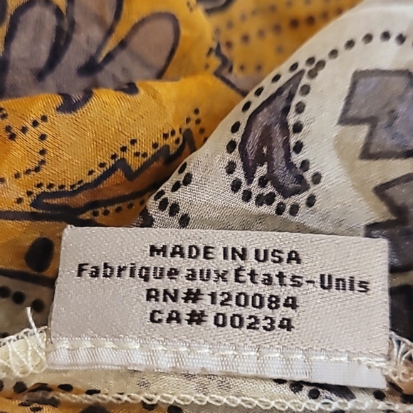 Tucker Blouse ~ Gold & Cream ~ Paisley & Floral Print ~ Silk Top - Picture 11 of 11